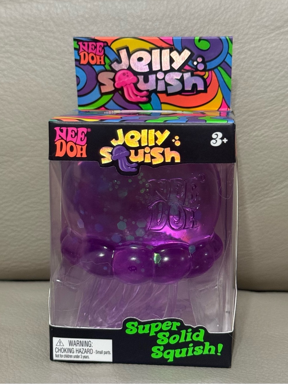 NEW Schylling NeeDoh Jelly Squish Jelly Fish Squishy Purple Super Solid Squish